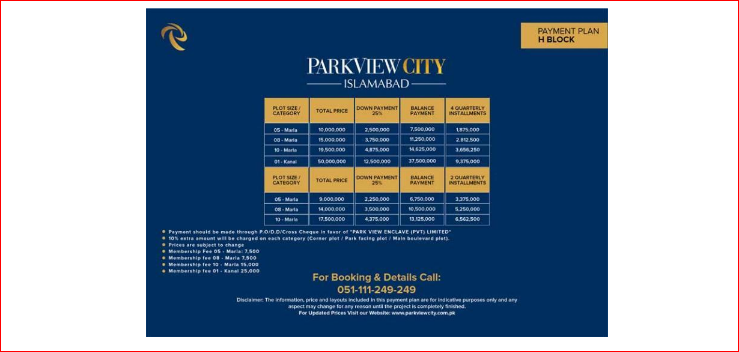 Park View City Islamabad (UPDATED) Project Details