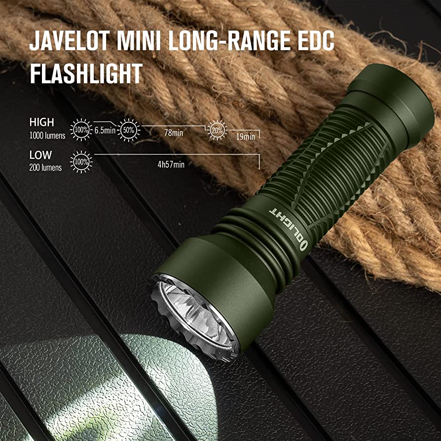 A description of the features and functions of the Javelot Mini Long-Range EDC Flashlight