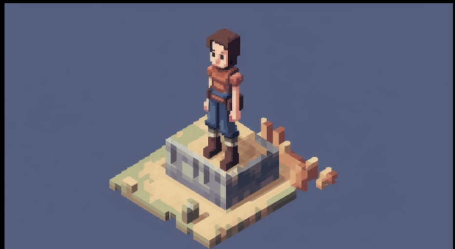 Isometric pixel character example of a game for indie developers